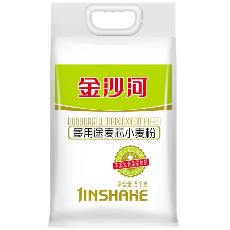 金沙河面粉多用途麥芯粉包子饅頭多用小麥粉高筋面粉5kg批發(fā)包郵