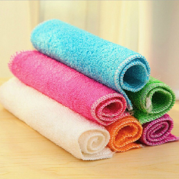 韩国超细天然竹纤维洗碗巾/不掉毛 不沾油洗碗布/竹炭去油污抹布