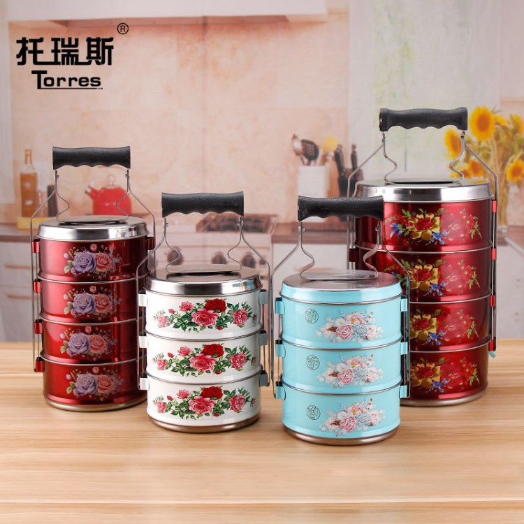 不銹鋼提鍋多層組合食格二三四層便當盒大容量分格14/16cm批發