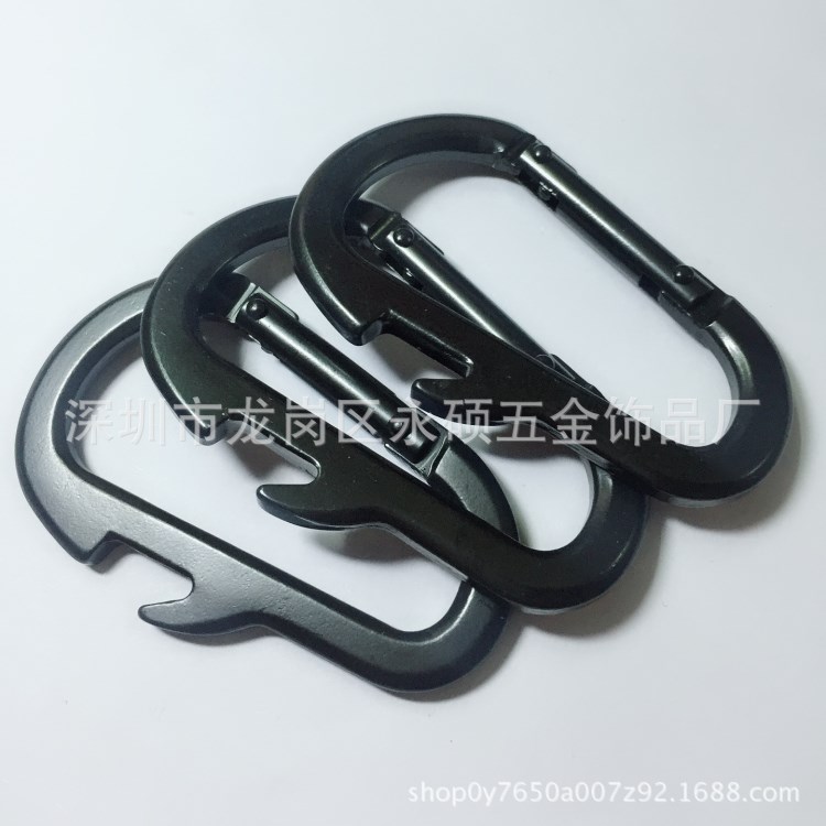 供應(yīng)高品質(zhì)登山扣 電泳黑色開瓶器登山扣 異形爬山鉤 D型快掛