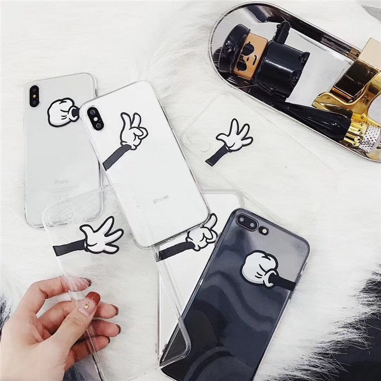 剪刀石頭布創(chuàng)意米奇手蘋果X手機(jī)殼iPhone7/8plus保護(hù)套6S情侶軟殼