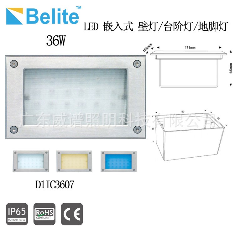 IP65 36W 貼片2835 小功率 單色平面發(fā)光 120&deg; LED壁燈