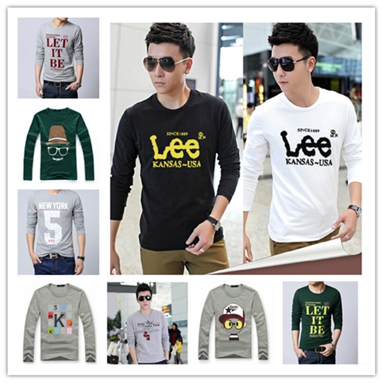 阿里巴巴長袖T恤男 地?cái)傌浲赓Q(mào)原單5元男裝批發(fā) 男式長袖t恤清倉