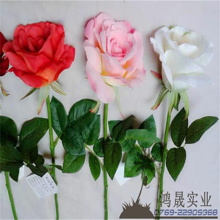 廠直銷仿真玫瑰花 手感絹布單枝花批發(fā)婚禮現(xiàn)場背景拍攝道具