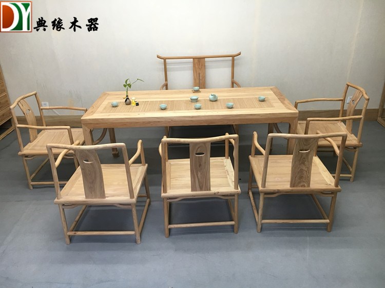 廠家直銷  餐廳實木榆木餐桌椅 上海仿古榆木餐桌茶桌