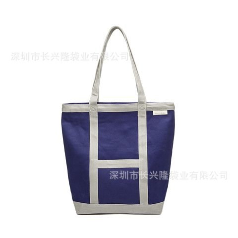 廠家爆款單色休閑帆布包深藍色手提包多功能包包定做LOGO