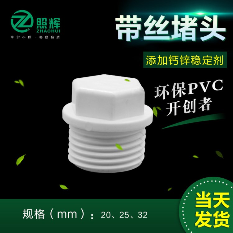 工廠批發(fā)PVC帶絲堵頭 塑料管帽 六角封頭 外螺紋堵頭 20/25/32