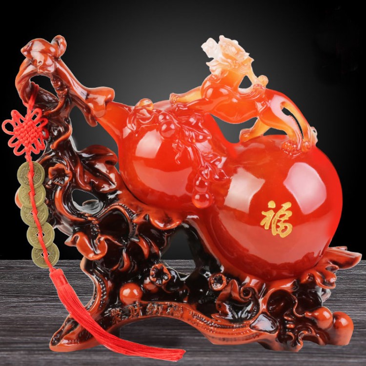 跨境貨源樹脂工藝品招財(cái)葫蘆擺件家居裝飾公司開業(yè)禮品送禮喬遷