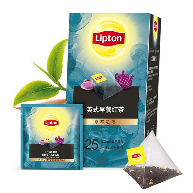 立顿Lipton英式早餐红茶尊萃三角茶包G25  50g 袋泡调味茶叶批发