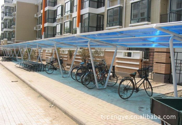 自行車棚廠家 陽光板小區(qū)自行車電動車遮陽雨棚 免費設(shè)計安裝