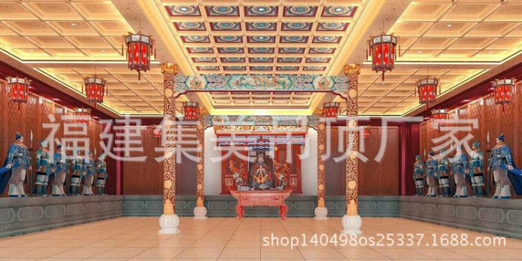 仿古吊頂|仿古裝修寺廟設(shè)計(jì)暗藏?zé)艄庠O(shè)計(jì)吊頂古建吊頂天花