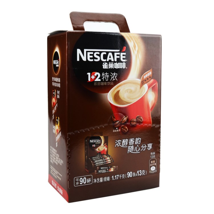 coffee雀巢1+2三合一特濃咖啡粉 90條*13g禮盒裝速溶咖啡 批發(fā)