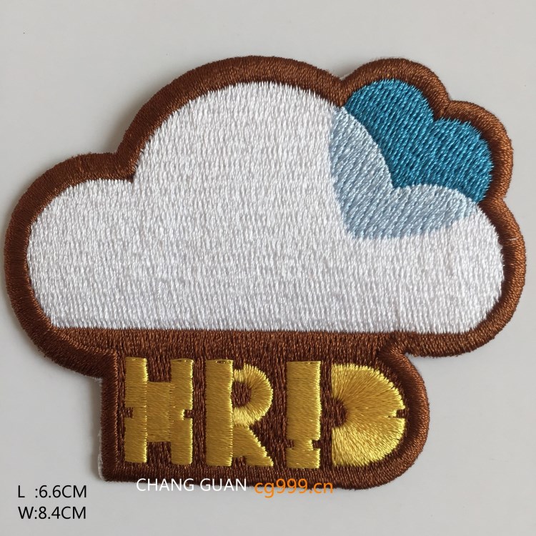 衣服貼花長冠刺繡徽章白云繡花章電腦繡花加工廠家直銷