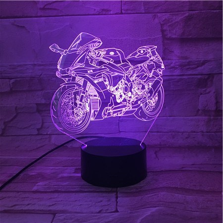 2017新款摩托車3D視覺燈 七彩遙控觸控led燈  禮品氛圍臺燈