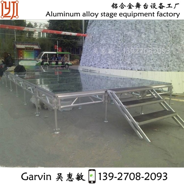 高端婚禮玻璃t臺 透明水晶玻璃舞臺 廣州舞臺租賃鋁合金拼裝舞臺