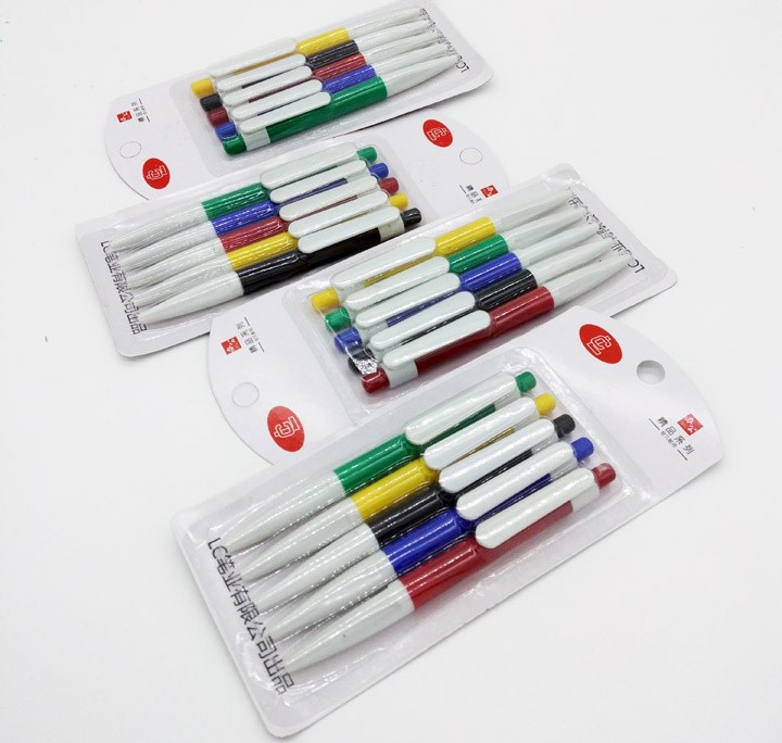 C1134五支圓珠筆 文化用品 義烏批發(fā) 2元店熱賣(mài) 二元文具批發(fā)