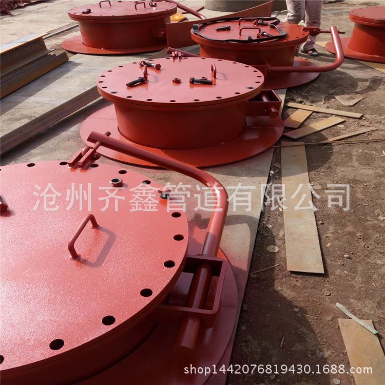 PN1.0 DN600垂直吊蓋帶頸平焊法蘭人孔門 聚四氟乙烯包覆墊片