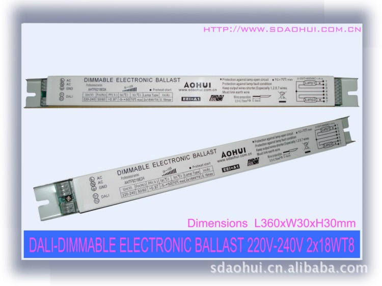 DALI 數(shù)字調(diào)光 18Wx2/T8 調(diào)光電子鎮(zhèn)流器 220V-240V