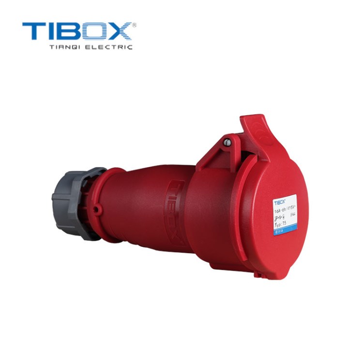 TIBOX工业插座航空防水接插件415V 6H 红色5芯连接器 IP44