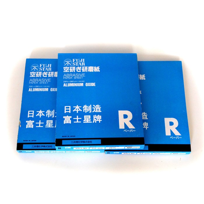 日本富士星干磨砂紙拋光家具白色打磨砂紙白砂紙木工沙紙320#