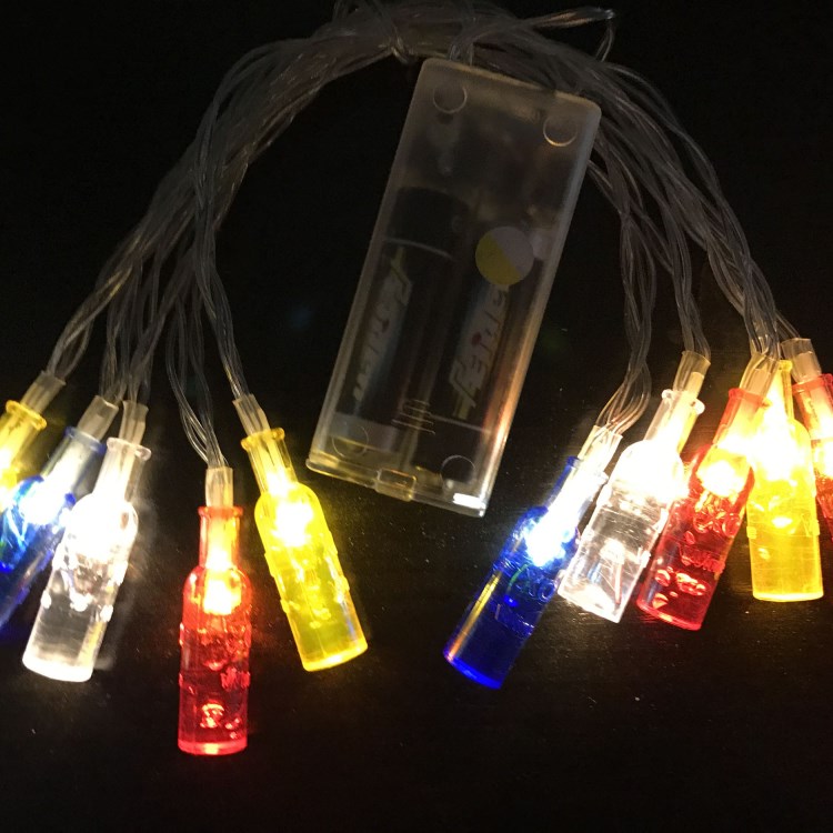 led彩色啤酒瓶XO瓶子個性造型圣誕萬圣節(jié)日小彩燈酒吧裝飾串燈