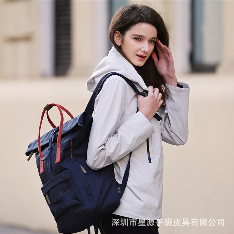 新款韩版学院风双肩包女backpack 大容量多功能津布laptop bag