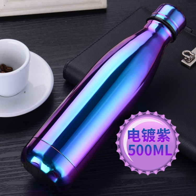 批發電鍍金屬色可樂瓶保溫杯潮牌時尚運動水杯禮品定制 廣告