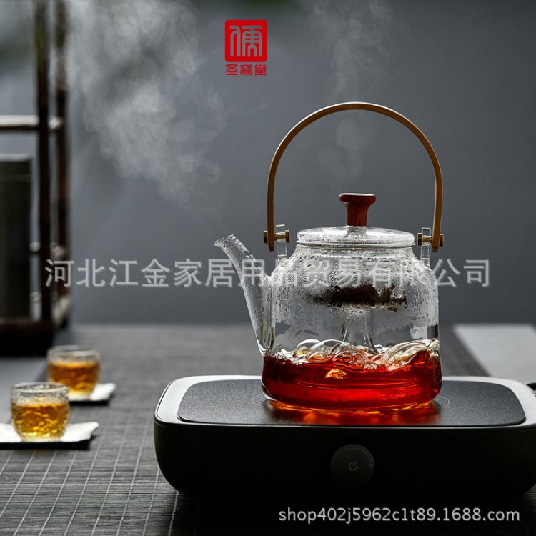 日式提梁壺耐高溫加厚玻璃蒸茶器家用燒水壺新品功夫茶具電陶爐用