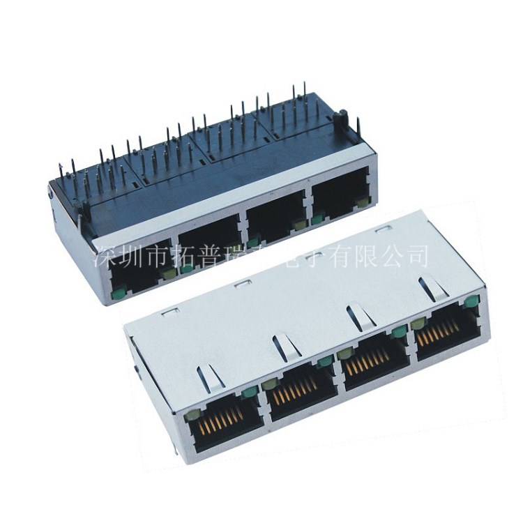 集成100M千兆RJ45濾波器隔離變壓器RJ45網(wǎng)口25.4長帶燈包銅殼插座