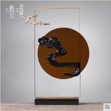 新中式創(chuàng)意大鵬展翅門口風(fēng)水招財(cái)玄關(guān)擺件酒店樣板房家居軟裝飾品