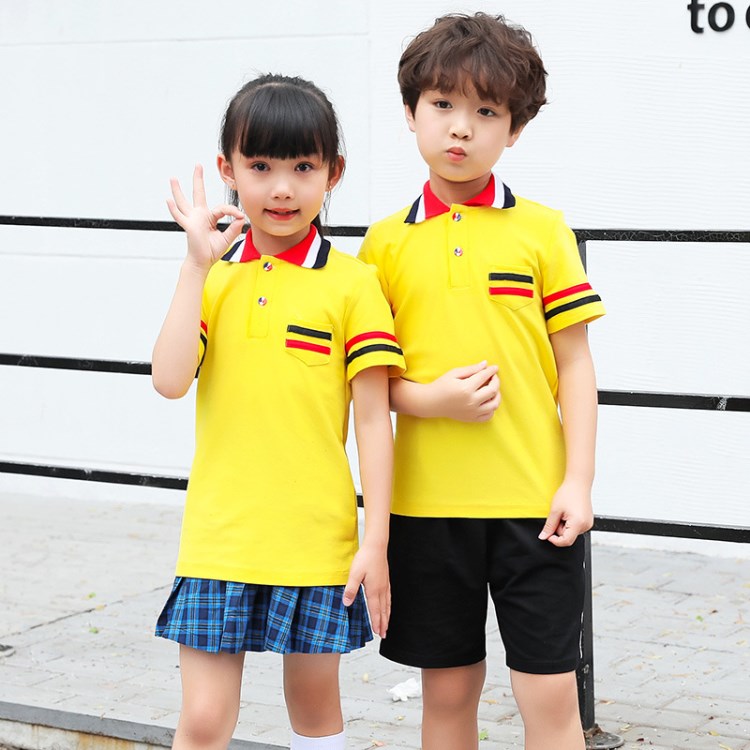 夏季新款棉小學生校服班服定制 學院風夏季幼兒園童裝可印logo