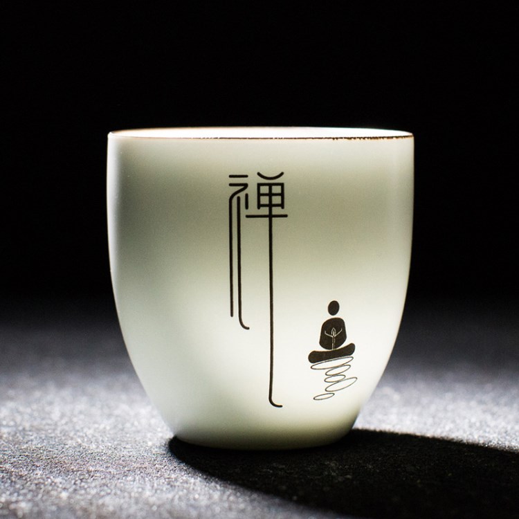 功夫茶具茶杯 陶瓷個(gè)人杯定窯亞光主人杯 創(chuàng)意水單杯 廠家直銷