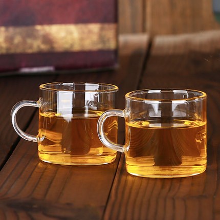 玻璃直把杯 玻璃三角杯 品茶小水杯 茶具套裝水杯 待客小茶杯