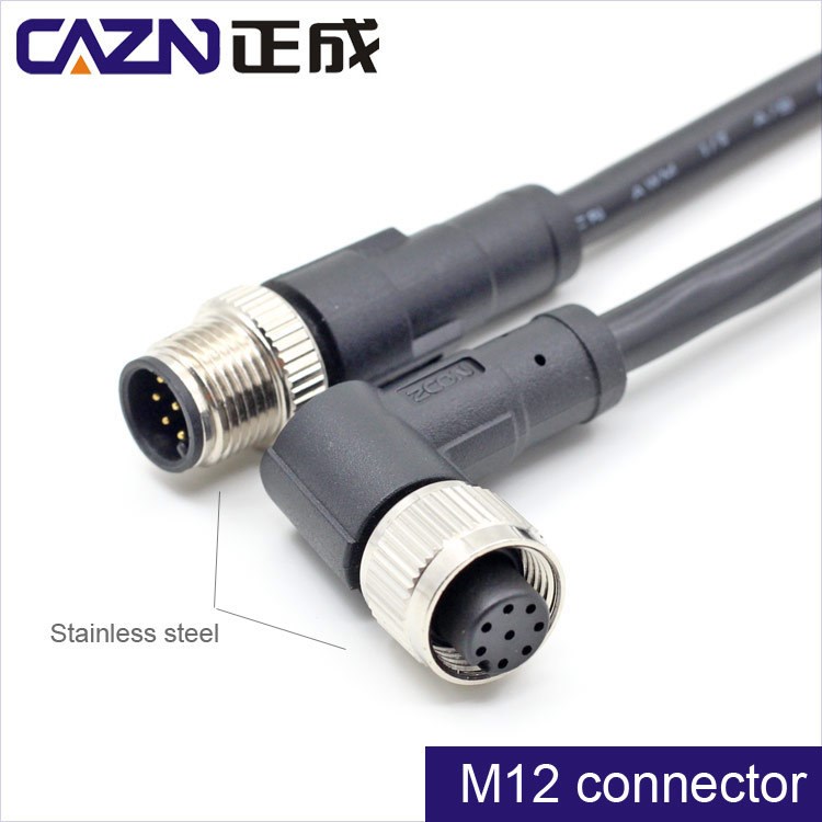 M12连接器不锈钢插头插座4芯，5针，8pin海上用连接头