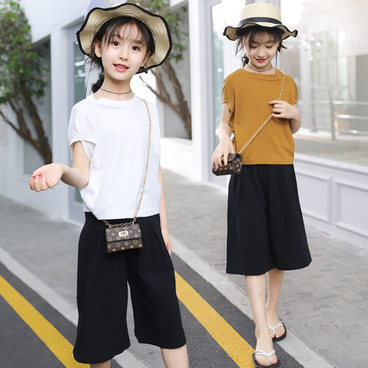 2018夏季新款兒童裝女童套裝寶寶夏裝中大童韓版色兩件套潮批發
