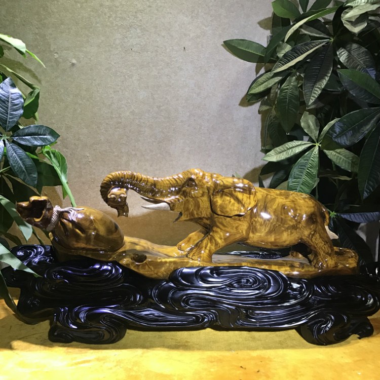 金絲楠木陰沉木烏木紅木根雕擺件工藝品動(dòng)物大象送禮家居擺設(shè)