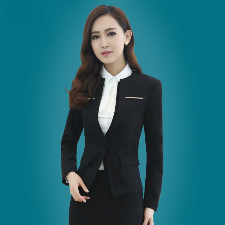 秋冬新款职业装女士修身长袖西服套装批发定做办公室工作服