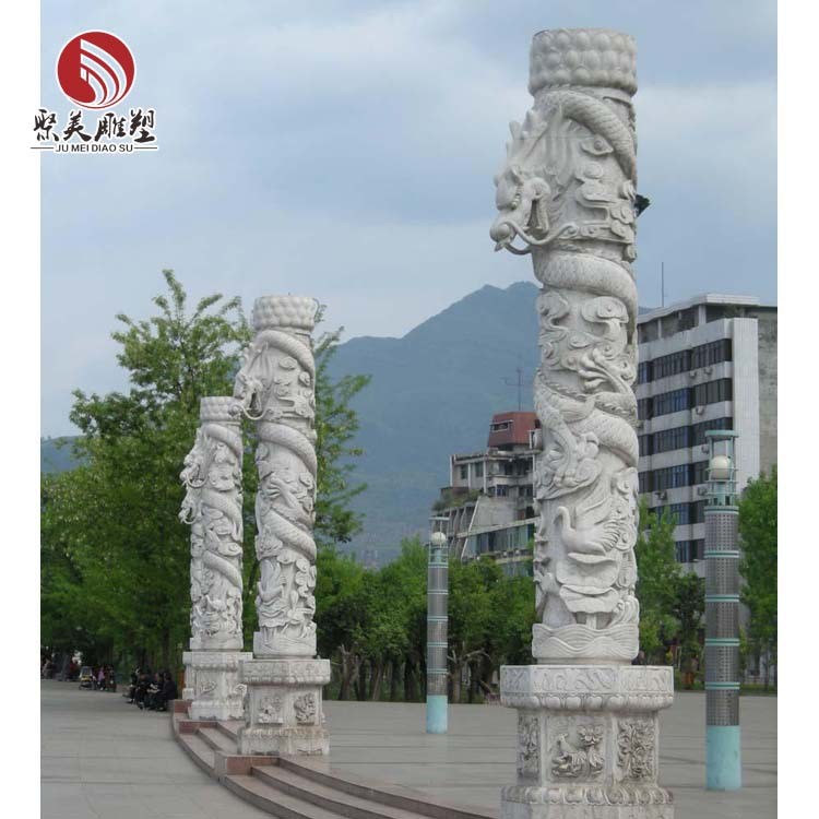 厂家批发曲阳雕塑广场龙柱石雕图腾柱华表柱子石雕文化柱价格优惠