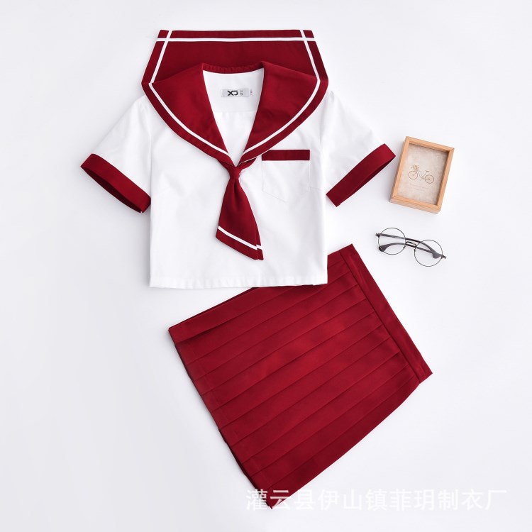 JK制服正統(tǒng)水手服日系軟妹學(xué)院風(fēng)女學(xué)生校班服短袖日式套裝夏現(xiàn)貨