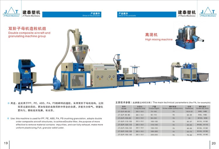 废旧塑料片造粒机生产线   异型材塑料挤出机器一套产品线