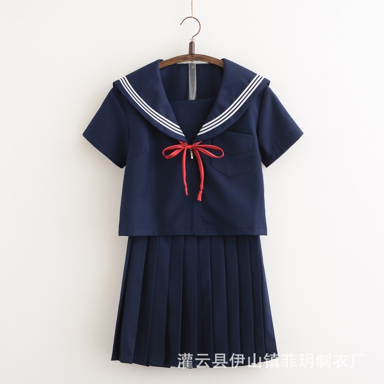 日本JK制服正統(tǒng)學(xué)生水手英倫校班服短袖軟妹清新夏季百褶裙套裝女