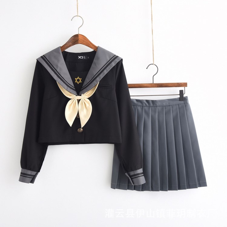 日系JK制服正統(tǒng)水手中間服親子線學生學院風校班服長袖套裝秋冬女