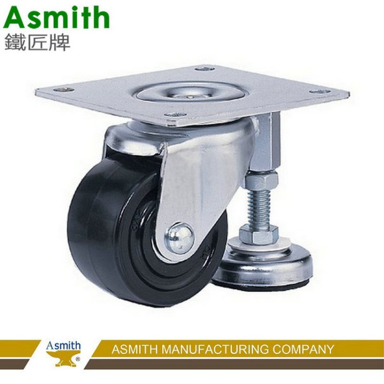 鐵匠牌GN-A系列帶腳座高荷重尼龍止滑減震平板萬向可調整腳輪