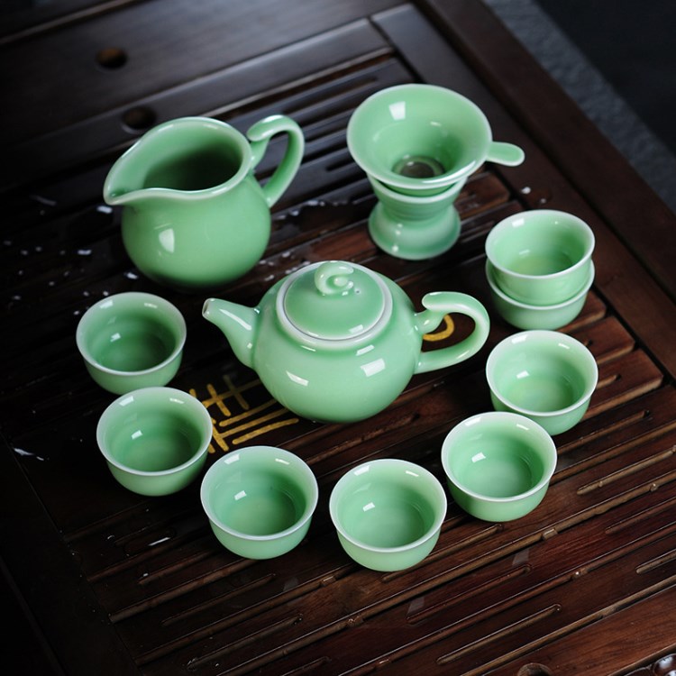 陶瓷功夫茶具套裝龍泉青瓷整套組合茶杯茶壺茶海家用禮品