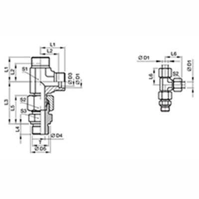 EVL-R 三通組合接頭-英制螺紋金屬密封