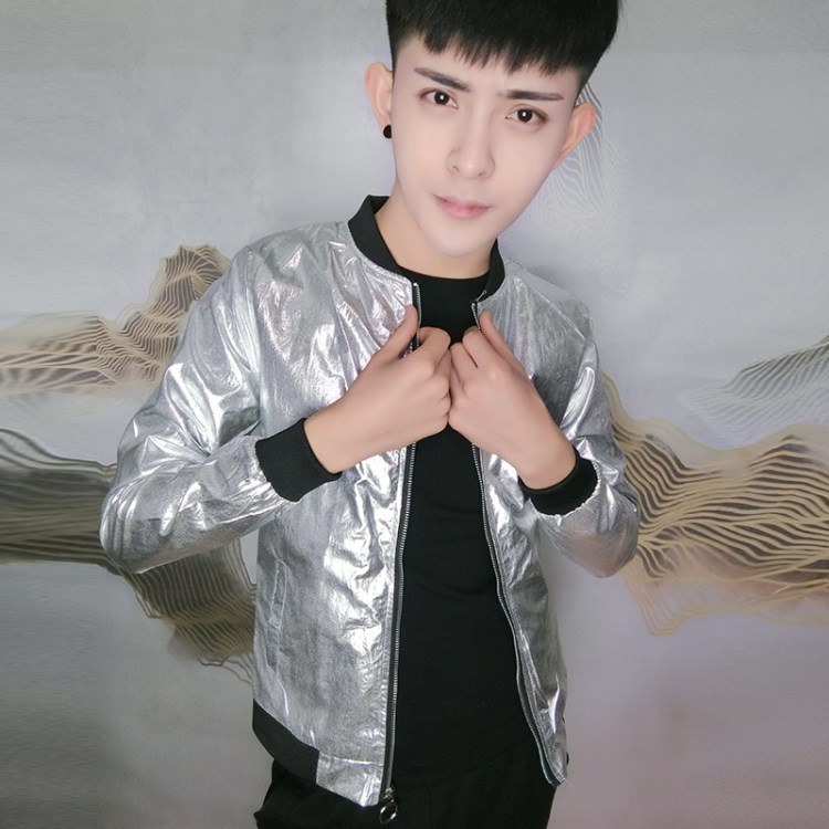 春秋外套男春季2018修身新款亮面男士夾克男裝棒球服一件代發