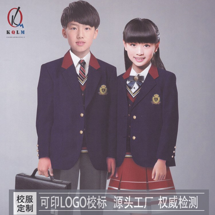 2018春季小学生新款哔叽班服韩版学院风中学生小西服套装厂家定制