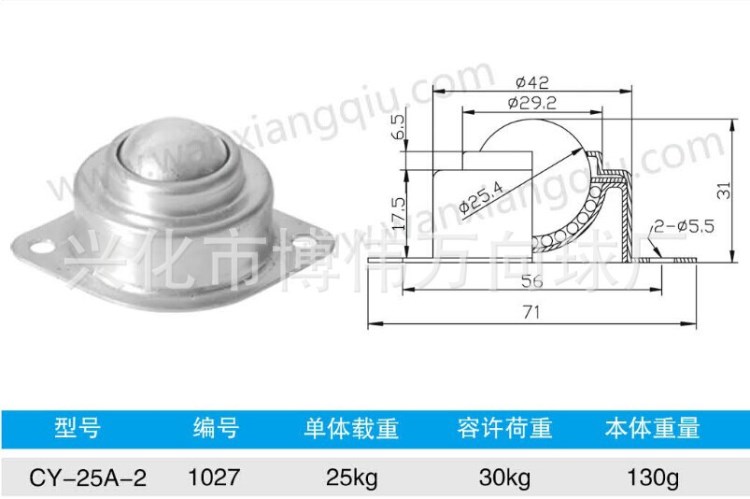 爱华厂家直销 CY-2-2中号1寸牛眼轮厚米思米S-8Y菱形万向球轮