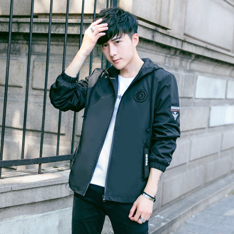 男士外套夹克春秋季薄款韩版潮流修身帅气男装棒球服休闲连帽上衣