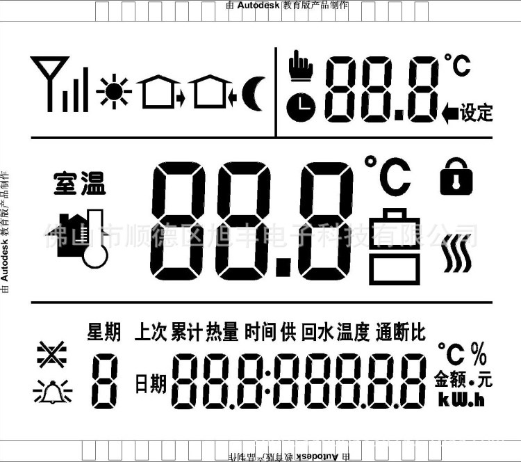 廠家直供溫控器LCD液晶顯示屏 LCD 液晶電子顯示屏背光源產品LED